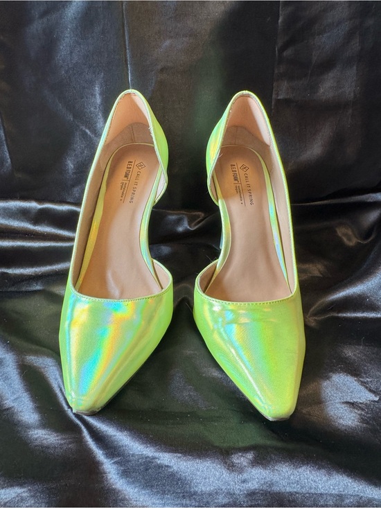 Call It Spring Shoes - Call It Spring Neon Green Iridescent Pointed-Toe heels